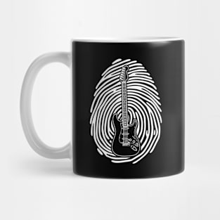 Fingerprint Electric Guitar Outline Dark Theme Mug